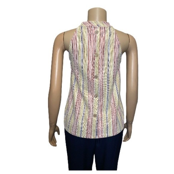 Anthropologie W5 Sleeveless Top High Neck vertical stripes multi color Size M - Picture 7 of 16